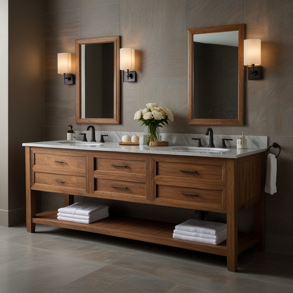 Shower corner shelf in modern bathroom