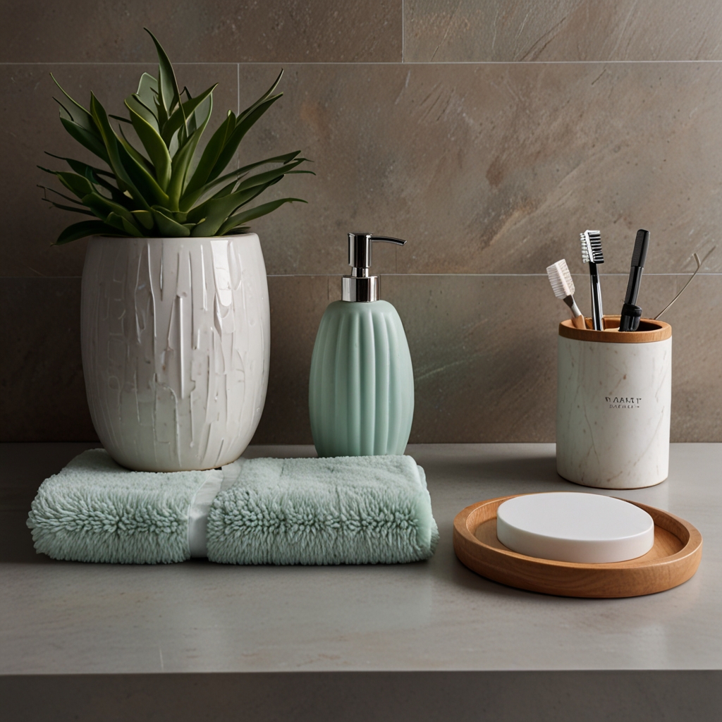 Elegant glass soap dispenser on bathroom counter