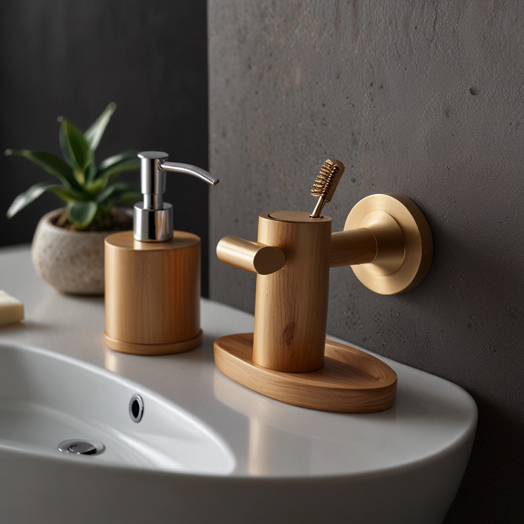 Luxurious glass towel holder in a minimalist bathroom