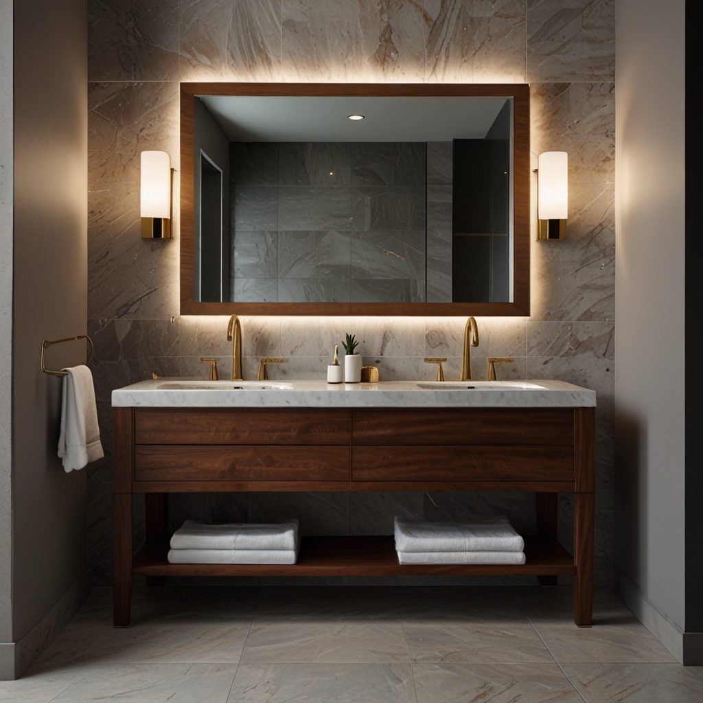 Elegantly mounted bathroom mirror on wall