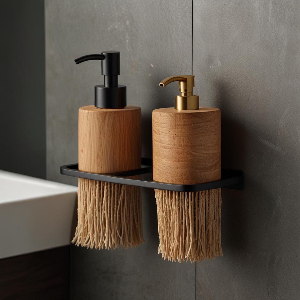 Rustic wooden bathroom shelf