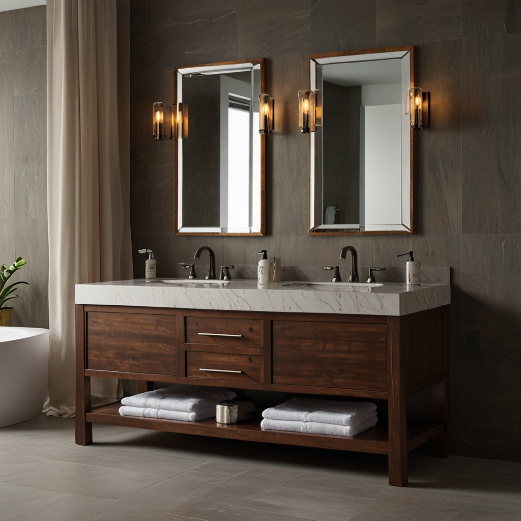 Elegant vanity with white marble top