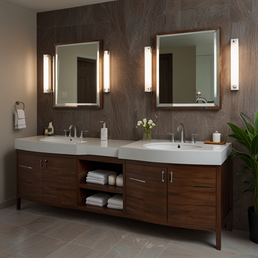 Modern vanity with sleek faucet fixture